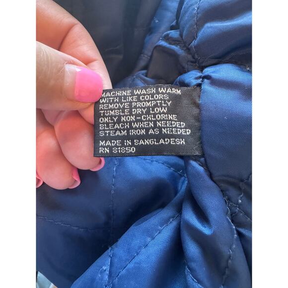 Vtg 90s Brandon Thomas Denim Duffle Toggle Coat Size L - Picture 14 of 14